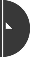 A black and white icon of a play button vector