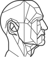 A drawing of a man's head with a geometric pattern vector