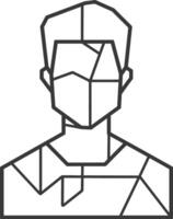 A man's face is shown in a geometric style vector