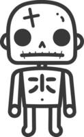 A black and white drawing of a skeleton vector