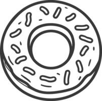 A donut is drawn in black and white on a white background vector