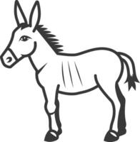 A donkey is standing in a line drawing vector