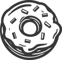 A donut is drawn in black and white on a white background vector
