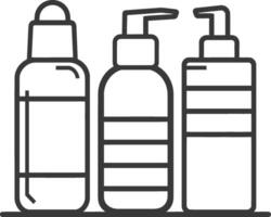 Three bottles of shampoo and conditioner on a white background vector