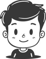 A black and white drawing of a boy with a smile vector
