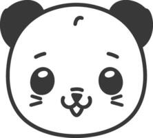 A panda bear face is shown in a simple line drawing vector