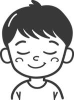 A boy with closed eyes and a smile vector