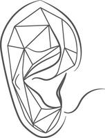 A drawing of a woman's ear with a geometric pattern vector