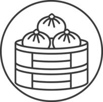 Dumpling in a round container line icon vector