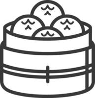 A line drawing of a container with food inside vector