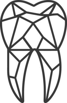 A tooth with a diamond pattern on it