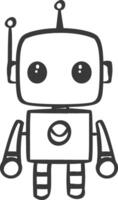 A robot is shown in a black and white drawing vector