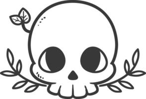 A skull with leaves around it vector