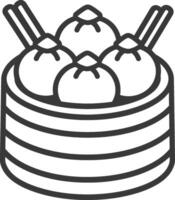 Dumplings in a bowl with chopsticks vector
