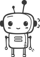 A robot is standing in a line with its arms up vector