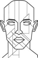 A line drawing of a man's face with geometric shapes vector