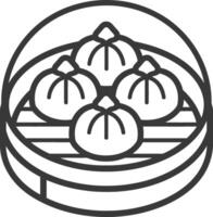 Dumplings in a basket line icon vector