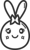 A black and white drawing of a bunny with a bow vector