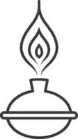 A black and white drawing of a candle with a flame vector