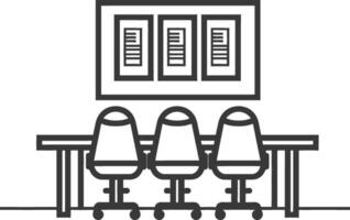 A black and white image of a meeting room with chairs vector