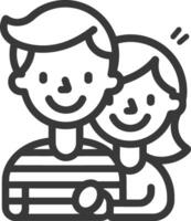 A man and woman are hugging in a line drawing vector