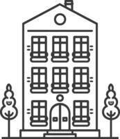 A building with a tree and a sign on it vector