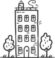 A building with trees and a tree in front of it vector