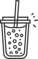 Bubble tea icon with straw and bubbles vector