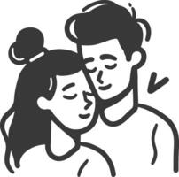 A couple hugging in a line drawing vector
