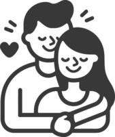 A man and woman hugging each other in a black and white illustration vector