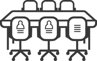 A black and white image of a meeting table with chairs vector