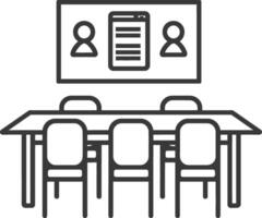 A meeting room with chairs and a screen vector