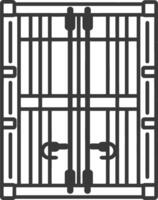 An iron gate with a handle and a lock vector