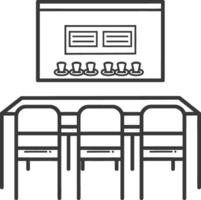 A meeting room with chairs and a table vector
