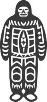 Stylized Illustration of a Person in a Hooded Garment with Geometric Patterns vector