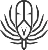 Stylized Feather with Geometric Wings vector