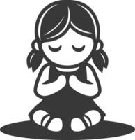 A little girl sitting in the middle of the floor with her hands folded vector