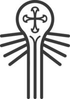 Stylized Cross with Rays and Triple Lines vector