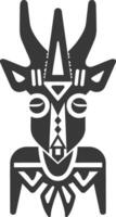 Stylized Black and White Tribal Animal Mask with Geometric Patterns vector