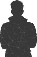 Silhouette of a man with a black jacket and a white background vector