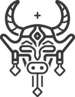 Stylized Bull Head with Ornate Detail and a Plus Symbol vector