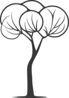 Stylized Black and White Tree with Rounded Canopy vector