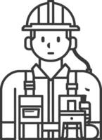 Line Drawing of a Construction Worker with Tools vector