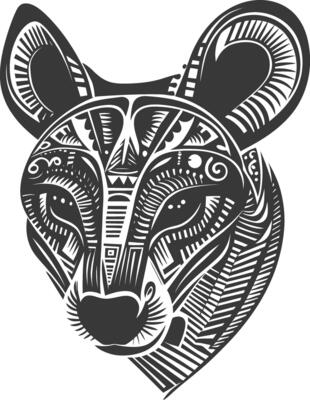 Abstract Geometric Animal Head with Tribal Design
