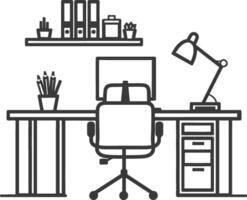 Office desk with chair and computer on it vector