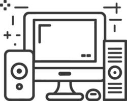 Computer and speakers icon illustration vector