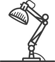 A black and white drawing of a lamp on a desk vector