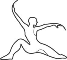 A woman is doing a yoga pose in a line drawing vector
