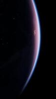 Sphere of nightly Earth planet in outer space, vertical video