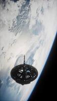 futuristic Space satellite orbiting the earth video
